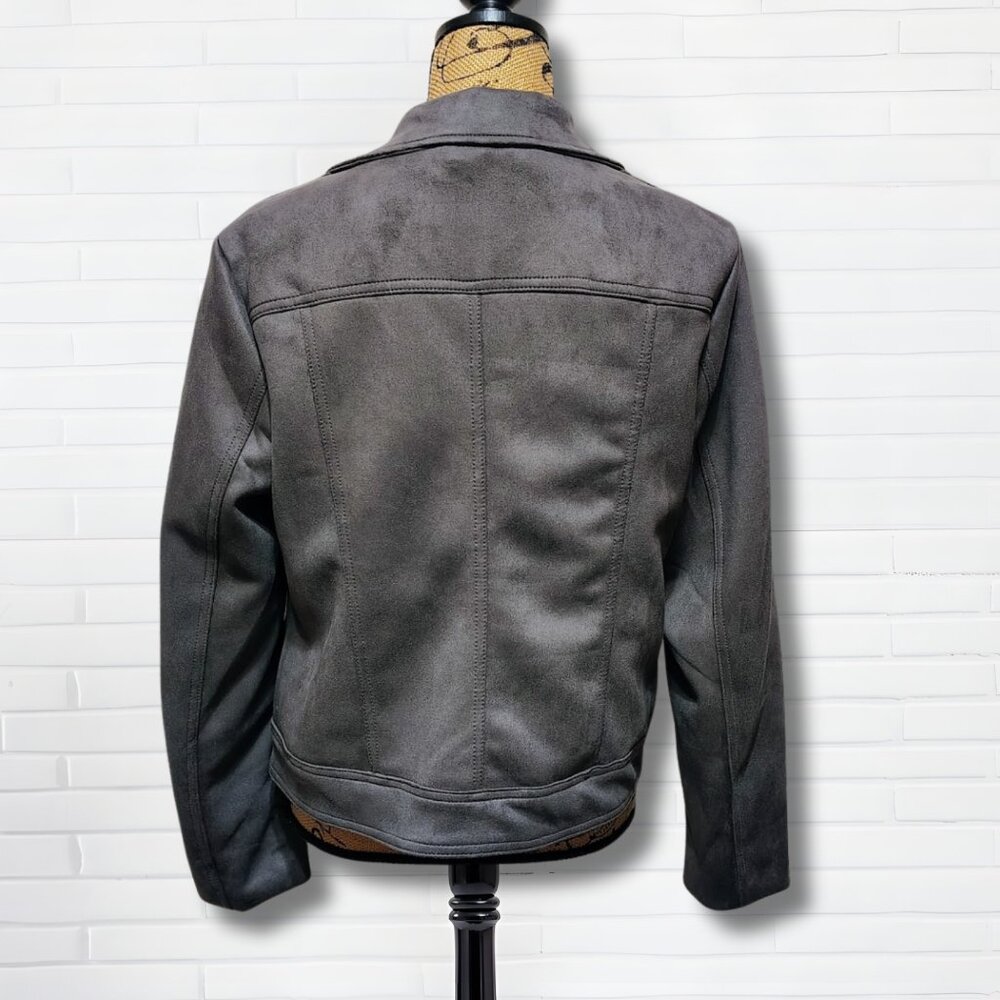 Philosophy Republic Clothing Faux Suede Moto Jacket Gray | Size L - Picture 4 of 6